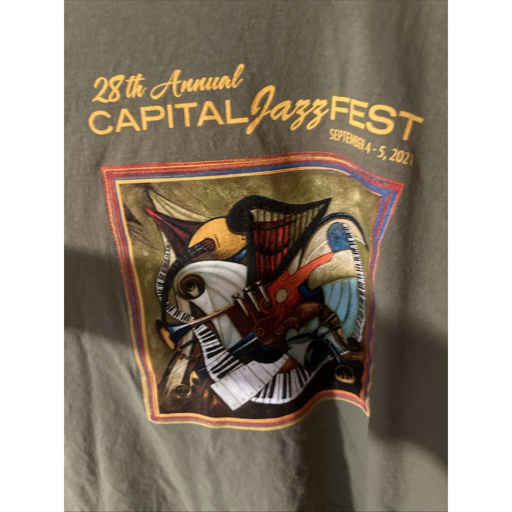 Capital Jazz Fest 2021  Sept 28th Annual T Shirt 2XL Green Gilden Ultra Cotton - Picture 2 of 10